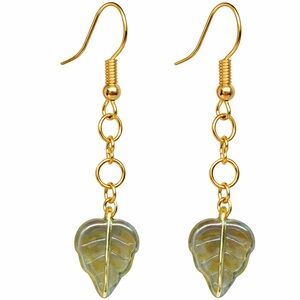 Czech Glass Leaf Dangle Earrings